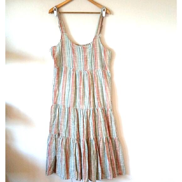 Krazy Kat Tiered Striped Cotton Prairie Tank Dress - Picture 1 of 7
